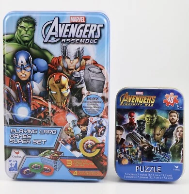 Marvel Avengers Assemble Playing Card Game Super Set + Infinity War 48 Pc Puzzle - Image 1 of 4