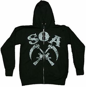 Sweat-shirt à capuche zippé complet Sons of Anarchy Crossed Sickles sous licence officielle