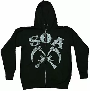 Officially Licensed Sons of Anarchy Crossed Sickles Full Zip Hoodie Sweatshirt - Picture 1 of 1