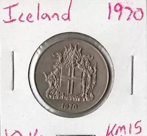 Coin Iceland 10 Krónur 1970 KM15 - Picture 1 of 2