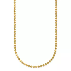 18k Yellow Gold Polished 2.5mm Solid Beaded Chain Necklace 20" Gift for Her - Picture 1 of 6