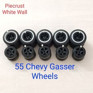HOT WHEELS 5 SPOKE RUBBER WHEELS TIRES 5 SETS SIZE CHEVY GASSER WHITE WALL