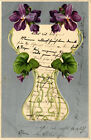 Art Nouveau, Liberty - Fiori Viole, Flowers - Rilievo Embossed - L293