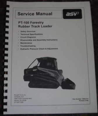 LIBRO MANUAL DE REPARACIÓN TALLER DE SERVICIO CARGADOR DE ORUGAS DE GOMA FORESTAL ASV PT-100 Foto 1 de 4