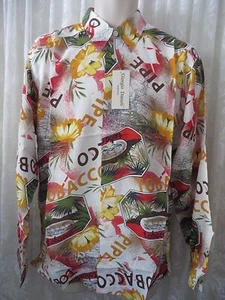 Giorgio DANIELI Shirt HAWAIIAN PIPE TOBACCO NWT Vintage Retro RARE FIND M - Picture 1 of 5