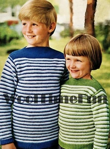 Patrón de tejido. Saltadores a rayas para niños/niños/niñas. Fabricación rápida/fácil. - Imagen 1 de 1