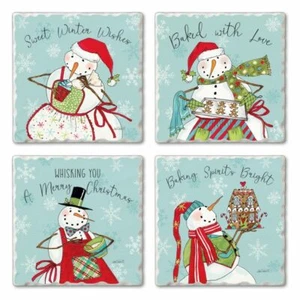 CHRISTMAS Absorbent Stone Coasters-Set of 4 Baked With Love Seasonal Decor #1582 - Bild 1 von 1