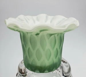 VINTAGE VENEZIANISCHES MURANO GEFASSTES KUNSTGLAS ITALIEN WEISS BIS GRÜN MIT ETIKETT - Bild 1 von 5