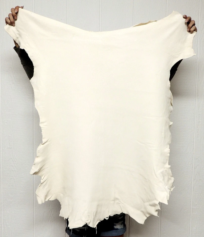 Piel de ciervo curtida al aceite blanca piel para artesanías nativas ropa bolsas disfraces Foto 1 de 4