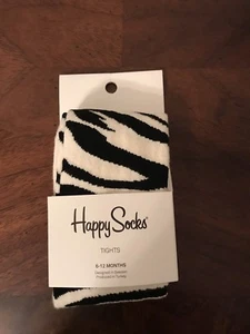 NWT Infant Happy Socks Combed Cotton Tights Size 6-12 Month Zebra Stripe Print - Picture 1 of 4