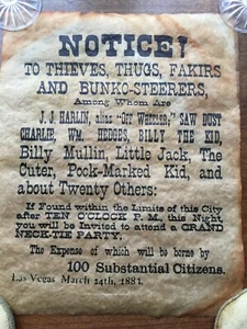 NOTICE TO THIEVES, THUGS FAKIRS & BUNKO-STEERES - VINTAGE POSTER 14 1/2" x 11 - Picture 1 of 1
