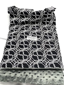 Carseat Canopy Baby Gear Black White Geometric Print Gray Minky Dot Washable - Picture 1 of 6