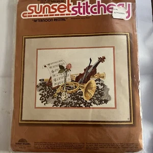Sunset Stitchery Crewel Kit Afternoon Recital 2202,  1979 Music Recital - Picture 1 of 6