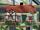 Vintage 1920s / 1930s Hand Cross Stitch, Cotton Lined Tea Cosy