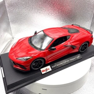 Maisto 2020 Chevrolet Corvette Stingray Coupe Red Die Cast with Base, Scale: 1/1 - Picture 1 of 7