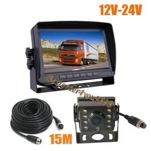 Monitor DVR retrovisione auto 7" IPS + telecamera di backup 4 pin AHD 1080P per autobus camion 15M - Foto 1 di 11