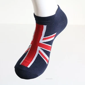 Ankle Socks 2 Pairs Union Jack Trainer Socks 3 Sizes S M L Sports Walk Run Cycle - Picture 1 of 5