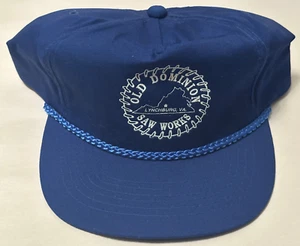 Vintage Old Dominion Saw Works Lynchburg V.A. Snapback Blue Trucker Hat Rope Cap - Picture 1 of 5