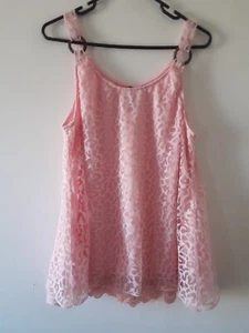 Crossroads Top Womens Size L Pink Lace Lined Sleeveless Casual Party Overlay - Bild 1 von 10