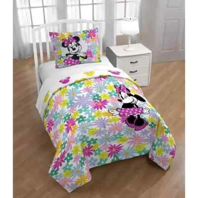 Комплект двустороннего постельного белья Disney Minnie Mouse для девочек 5 шт. цветочный принт двойной размер - Изображение 1 из 4