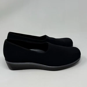 Zapatos sin cordones SAS Bliss Comfort Wedge para mujer de 9,5 W de ancho negros de microfibra elásticos - Imagen 1 de 15
