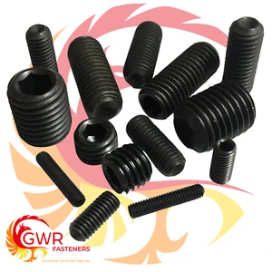 3/16" 7/16" 1/2" BSW (Whitworth) Socket Set Grub Screws - Black High Tensile - Picture 1 of 1