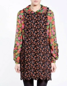 NWT ANNA SUI SzS CALICO CHENILLE JACQUARD EMBROIDERED JUMPER DRESS BLACK MULTI - Picture 1 of 4