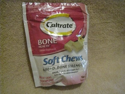 Masticables suaves Caltrate 600+D3 - crema de vainilla, 60 masticables suaves envueltos 06/2024 FreShp Foto 1 de 4