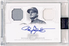 2020 TOPPS DYNASTY SILVER ROGER CLEMENS AUTOGRAPH DUAL RELIC AUTO 3/5