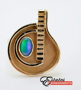 Modernist Idella La Vista Opal, 14k Yellow Gold Ring - Picture 1 of 12