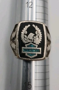 Herren Silber Harley Davison Adler Türkis Ring mit Blitzschrauben Größe 13,5 - Bild 1 von 7
