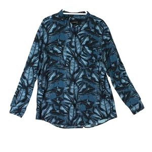 Wildfang 98 $ Damengröße XL Empower langärmliges geknöpftes Hemd blaue Blätter gebraucht, in einwandfreiem Zustand - Bild 1 von 13