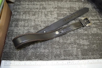 Cinturón de cuero trenzado negro occidental Nocona Belt Co talla 32 hebilla grabada N2475601 Foto 1 de 4