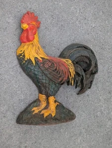 Tope de puerta de pollo gallo de hierro fundido decorativo independiente vintage - Imagen 1 de 24
