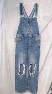 Free People We the Free ~ Ziggy Denim Overalls JEANS Blue ~ DISTRESSES Size S - Picture 1 of 5