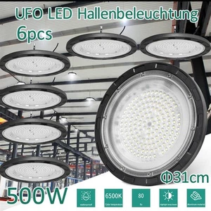 6X 500W UFO LED Hallenbeleuchtung Industrielampe Hallenstrahler Hallenleuchte DE - Bild 1 von 21
