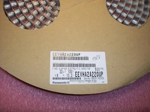 QTY (500) 22uf 100V 105' 8x10.2 SMD ALUMINUM ELECTROLYTIC EEVHA2A220UP PANASONIC - Picture 1 of 4