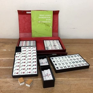 VTG Japanese Mah Jong Set 144 Bamboo Backed Tiles Case Sticks & Rulebook WA - Picture 1 of 12