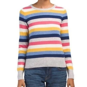 C & C California Cashmere Multicolor Stripe Crew Neck Sweater Women's Sz S - Picture 1 of 7