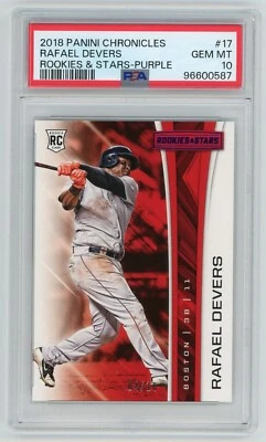 2018 Chronicles Rookies & Stars Purple #17 Rafael Devers SP /10 PSA 10 GEM MINT - Imagem 1 de 3