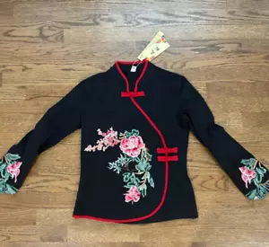 Traditional Style Chinese Cheongsam Top Collar Shirt Blouse Ladies Top Black - Picture 1 of 5