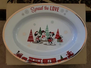 Disney Parks Mickey & Minnie Spread Love Christmas Holiday Serving Dish Platter - Picture 1 of 3
