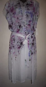 Flora Nikrooz Cadence Robe size M white with purple floral print white lace NWT - Picture 1 of 12