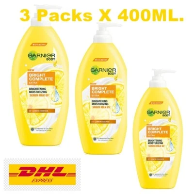 3X Garnier Body Lotion 400ml Bright Complete Extra Brightening Moisturizing - Image 1 of 4