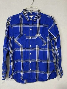 Old Navy Window Pane plaid Button Front Shirt Womens Small Blue Classic Top - Picture 1 of 7