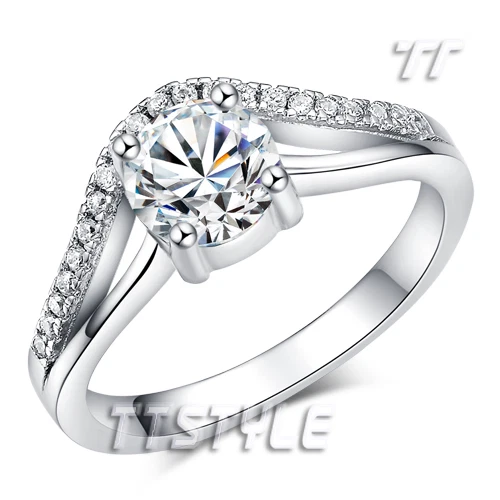 Elegant Fashion TTstyle 1 Ct Main Stone Engagement Ring Size 6-7 NEW - Image 1 of 1