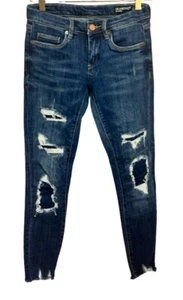 Pantalón BLANKNYC Corte Ajustado Talla 24 Rasgado Envejecido 27" Entrepierna Elastizado Dobladillo Crudo - Imagen 1 de 8