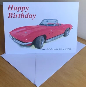 Chevrolet Corvette Stingray 1966 - 5x7in Birthday, Anniversary or Plain Card - Picture 1 of 6