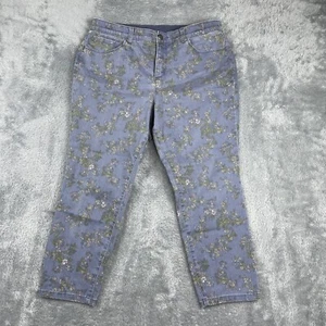 Christopher & Banks Capri Jeans Women's Petite 12P Lavender Floral Print Stretch - Picture 1 of 10