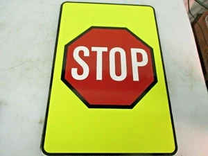 NUEVA SEÑAL DE STOP ALUMINIO AMARILLO Y ROJO 12 X 18 - Imagen 1 de 1